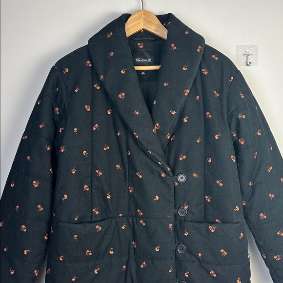 Madewell Corduroy Dumont Quilted Jacket Amie Floral XS Warm Puffer Winter Coat - Picture 4 of 16
